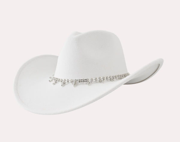 White Women Western Hat Rhinestone Band