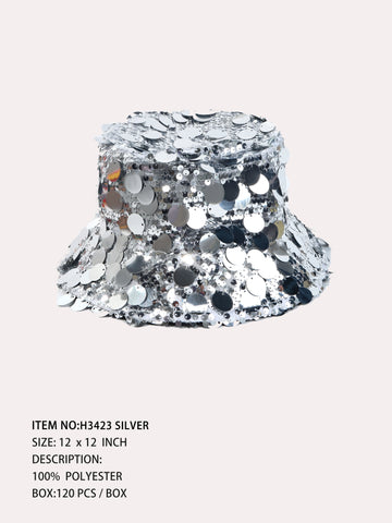 H3423 Silver Sequence Bucket Hat