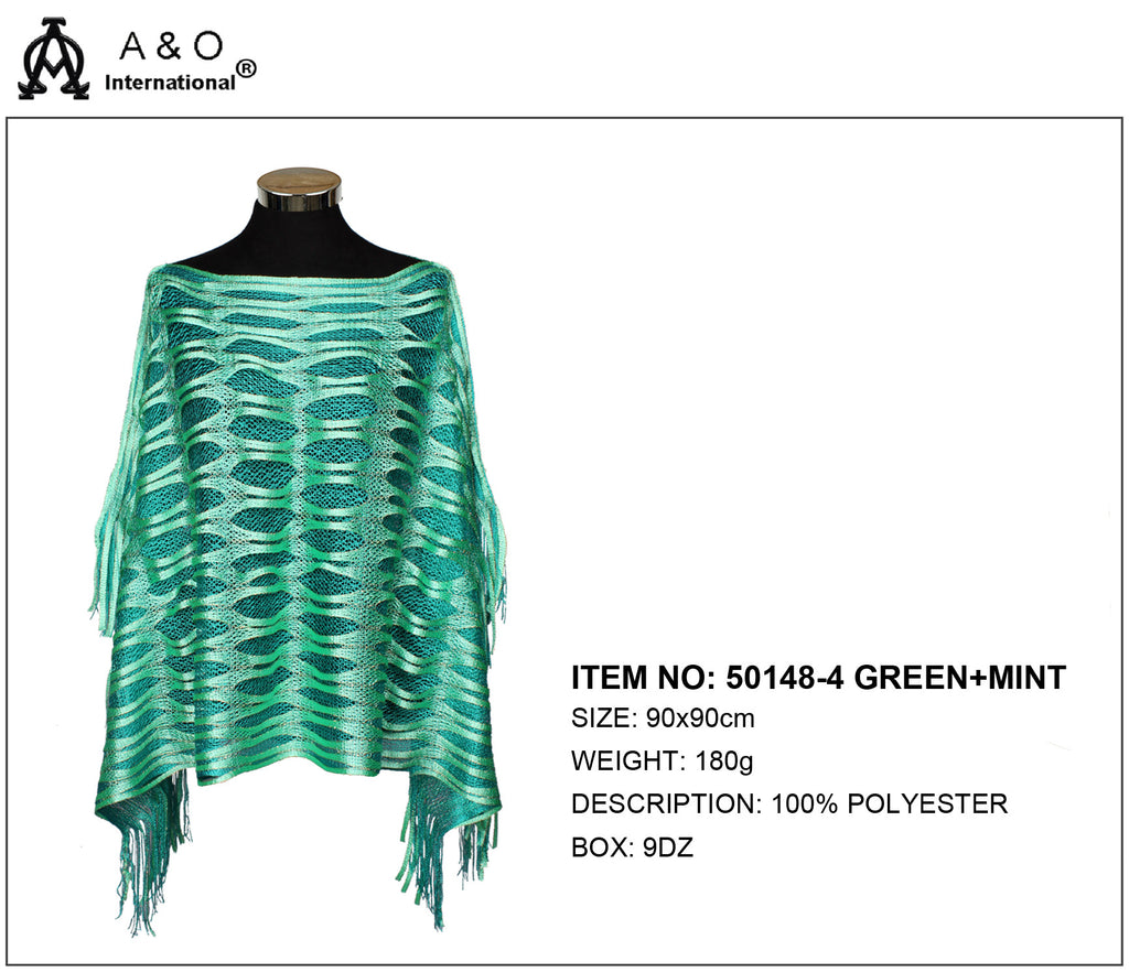 Poncho, 100% Polyester - Green+Mint