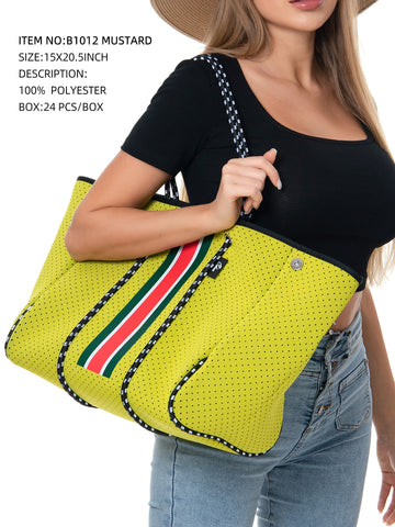 Neoprene Fashion Tote Bag - Mustard