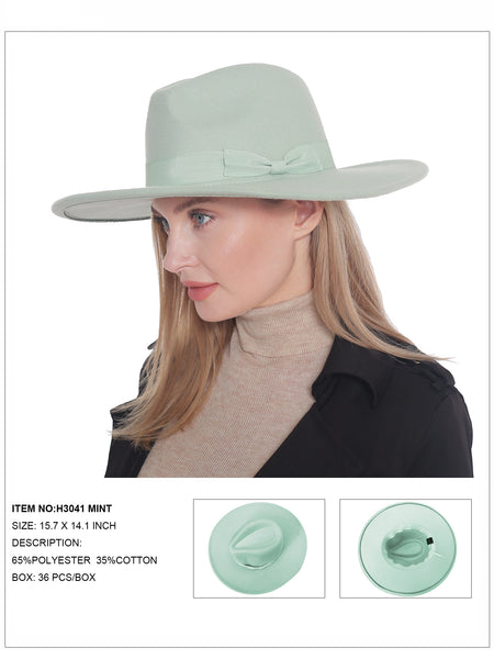 Ribbon Felt Fedora Hat - Mint