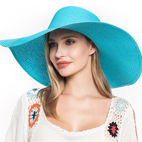 Floppy Foldable Beach Sun Hat-Aqua