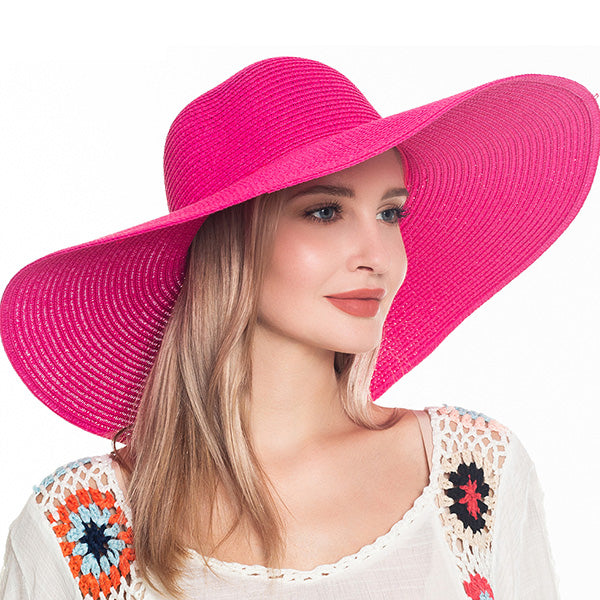 Floppy Foldable Beach Sun Hat-Fuchsia