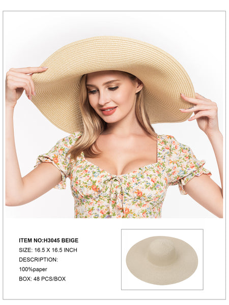 Floppy Foldable Beach Sun Hat-Beige