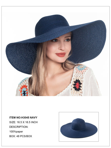 Floppy Foldable Beach Sun Hat-Navy