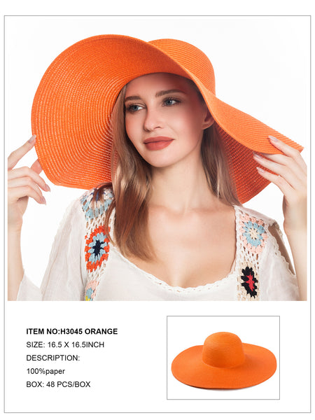 Floppy Foldable Beach Sun Hat-Orange