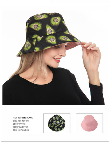 Avocado Print Bucket Hat-Black