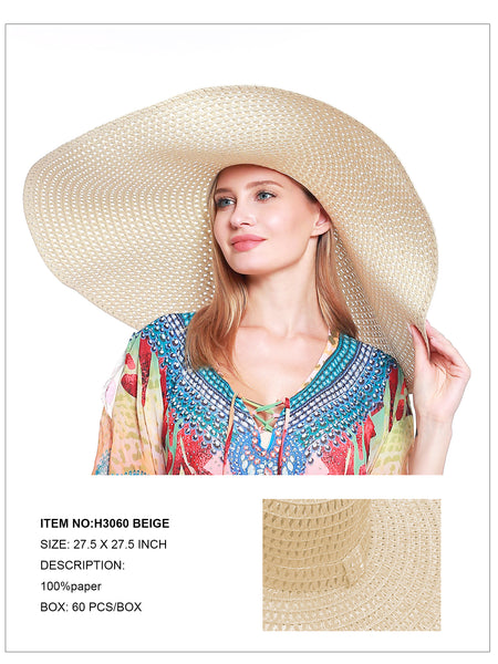 Oversized Wide Brim Hat-Beige