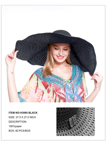 Oversized Wide Brim Hat-Black