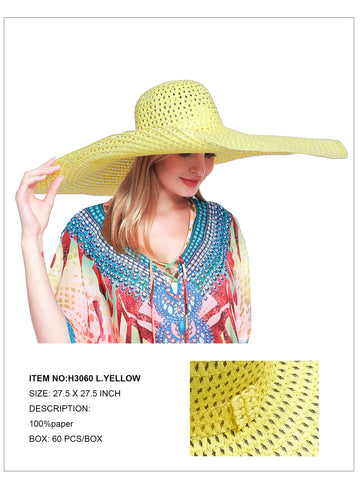 Oversized Wide Brim Hat-Lt.Yellow