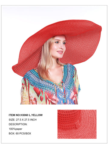 Oversized Wide Brim Hat-Red