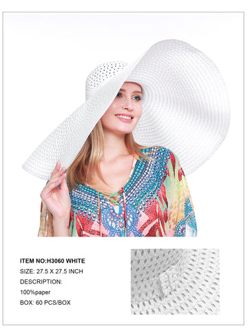 Oversized Wide Brim Hat-White