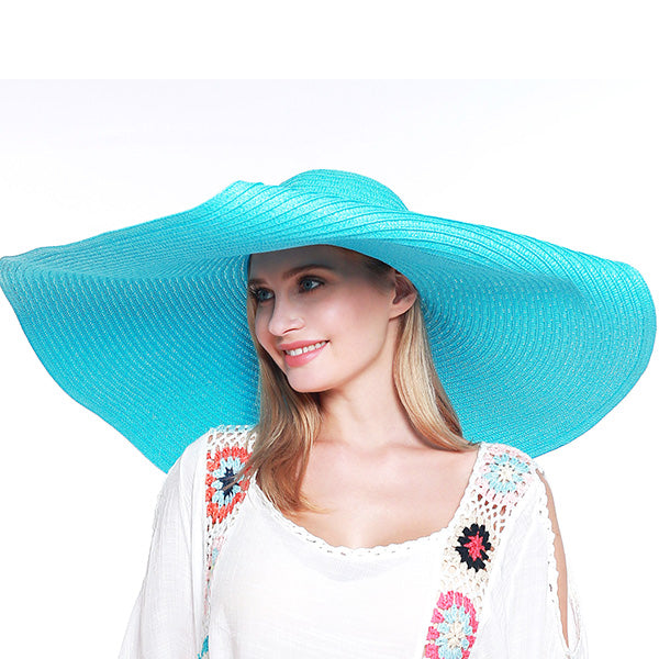 Oversized Wide Brim Hat-Aqua