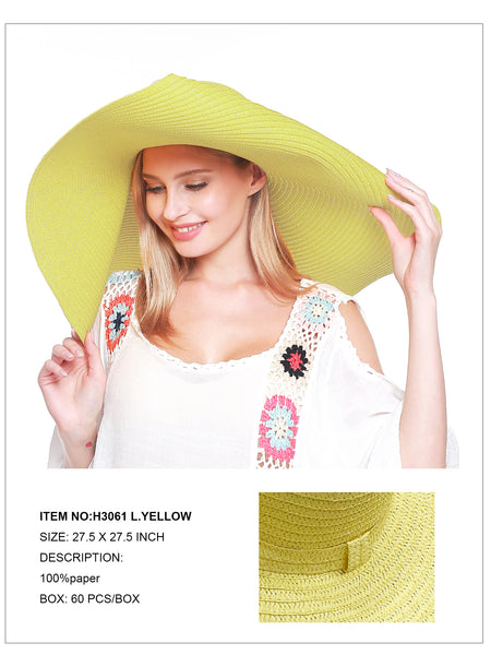 Oversized Wide Brim Hat-Lt.Yellow