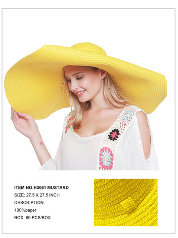 Oversized Wide Brim Hat-Mustard