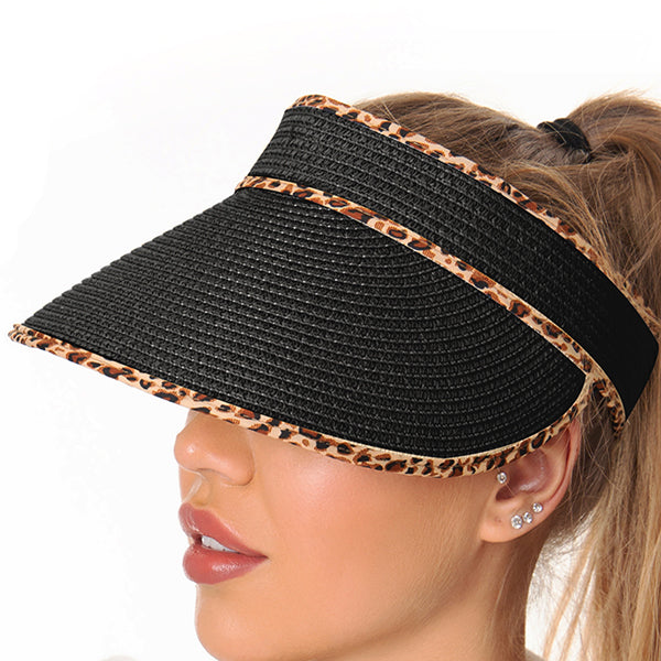 Leopard Print Visor-Black