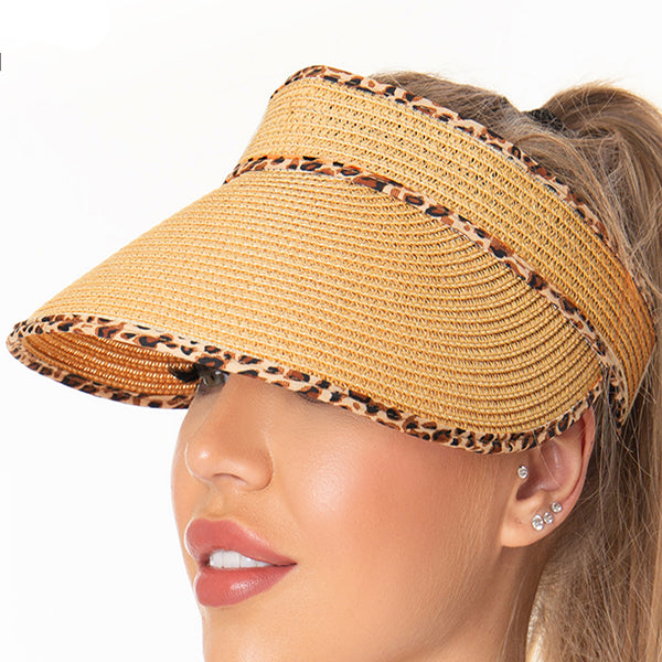 Leopard Print Visor-Khaki