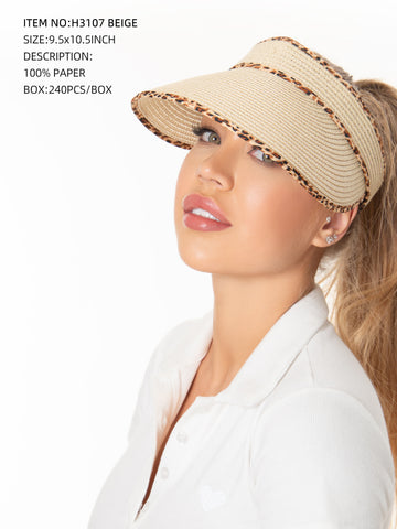 Leopard Print Visor-Beige