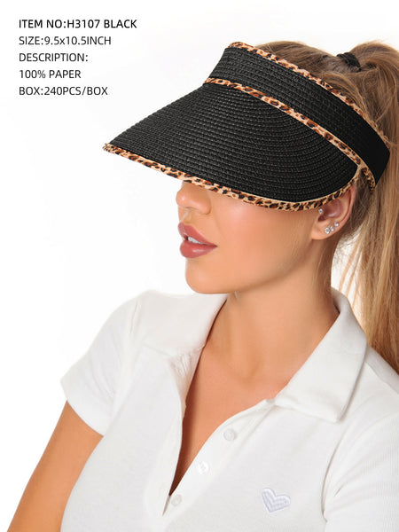 Leopard Print Visor-Black