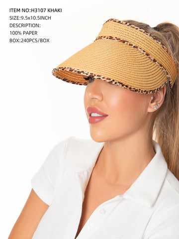 Leopard Print Visor-Khaki