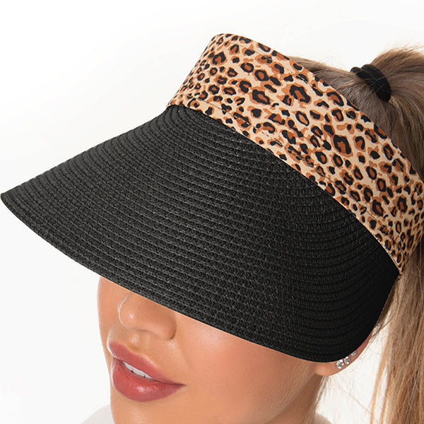 Leopard Print Visor-Black