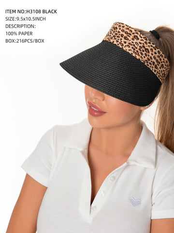 Leopard Print Visor-Black